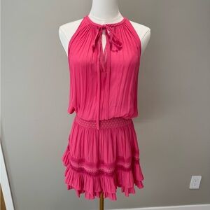 Ramy Brook Fuchsia Pleated Halter Dress